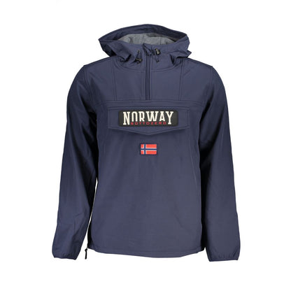 Blue Polyester Men Jacket