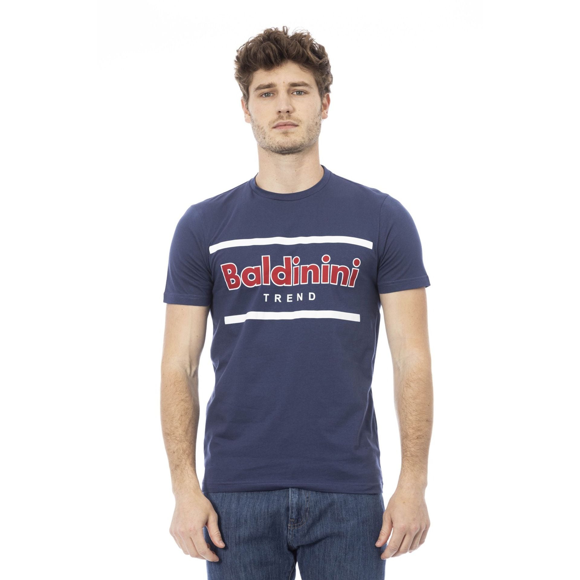 Baldinini Trend Blue T-shirts White/Red Logo